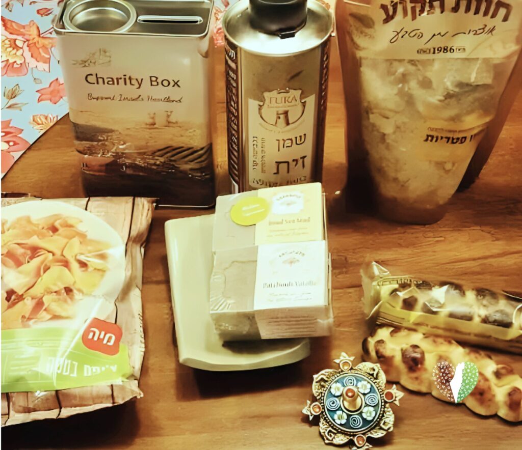 A selection of Israeli artisanal products displayed elegantly