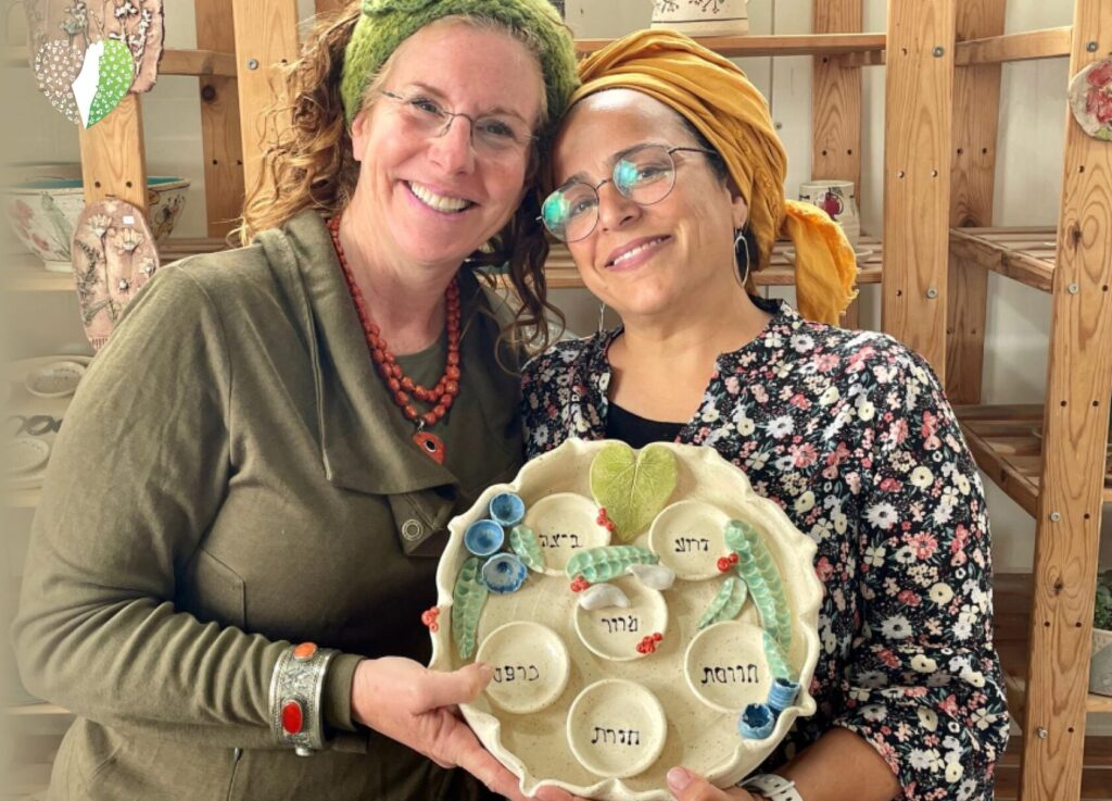 Israeli artisan showcasing handmade pottery