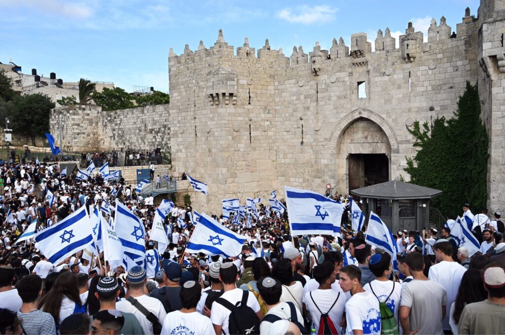 A lively Israeli folk dance performance in a cultural festival