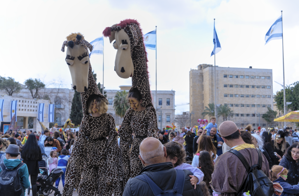 Children dressed in costumes for Purim celebration