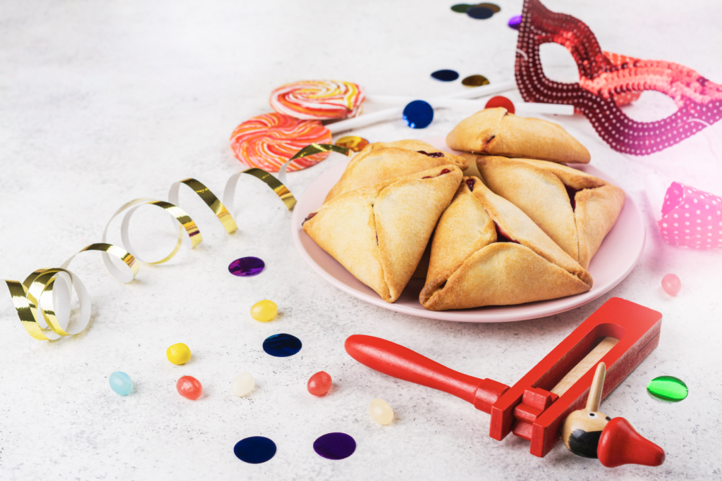 Community gathering for a joyous Purim feast