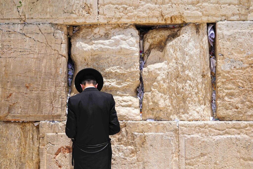 Close-up of ancient stones at the Western Wall