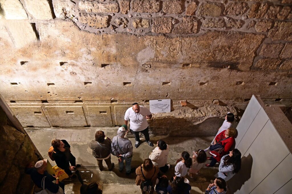 Tourists exploring the Western Wall area