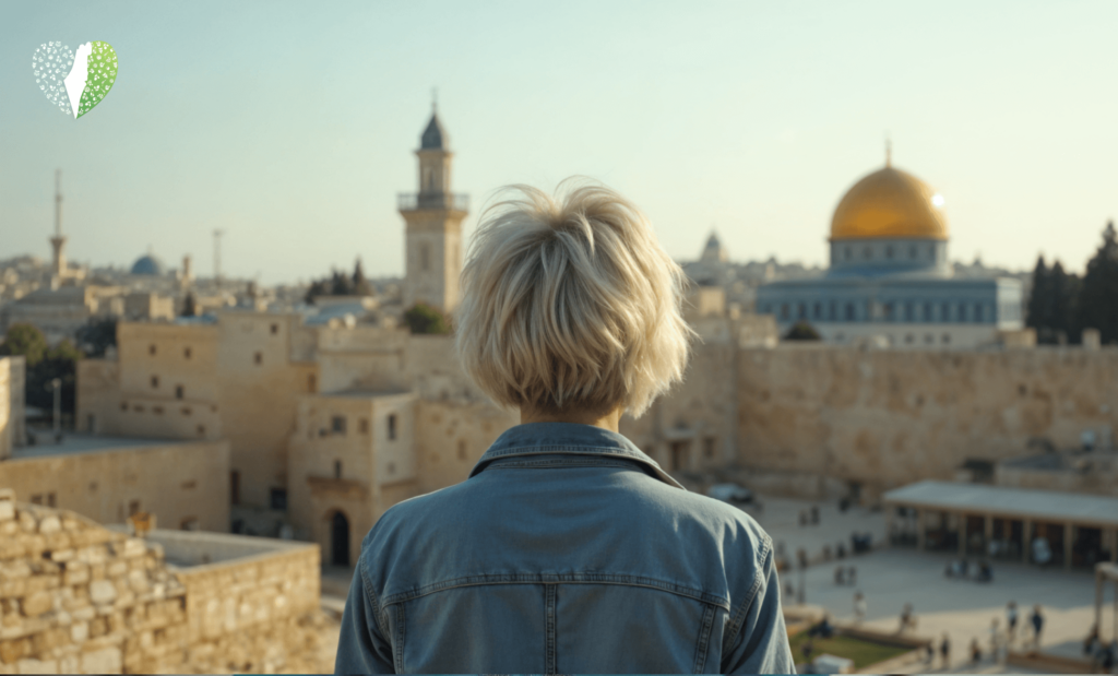 Aerial view of Jerusalem's ancient streets at sunset