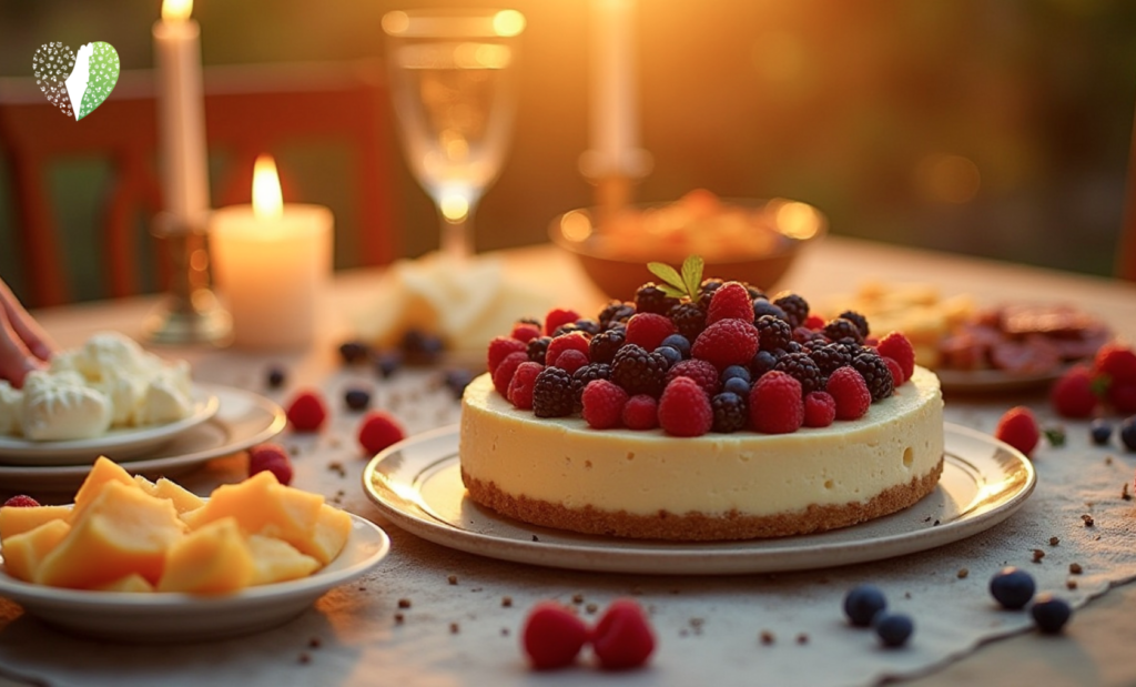 Traditional Israeli cheesecake on a festive table