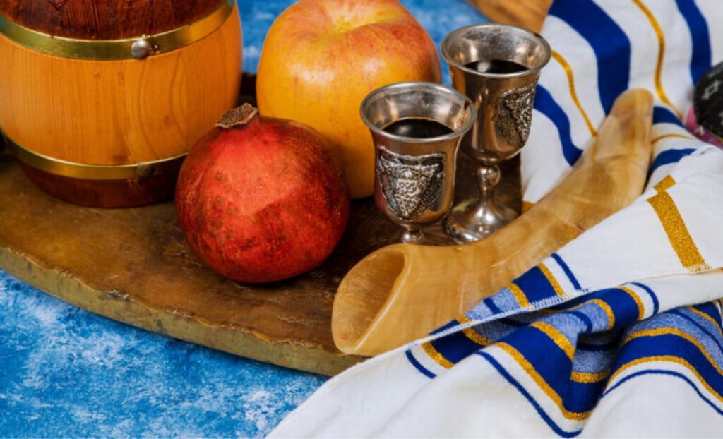 Shofar being blown to mark the new year
