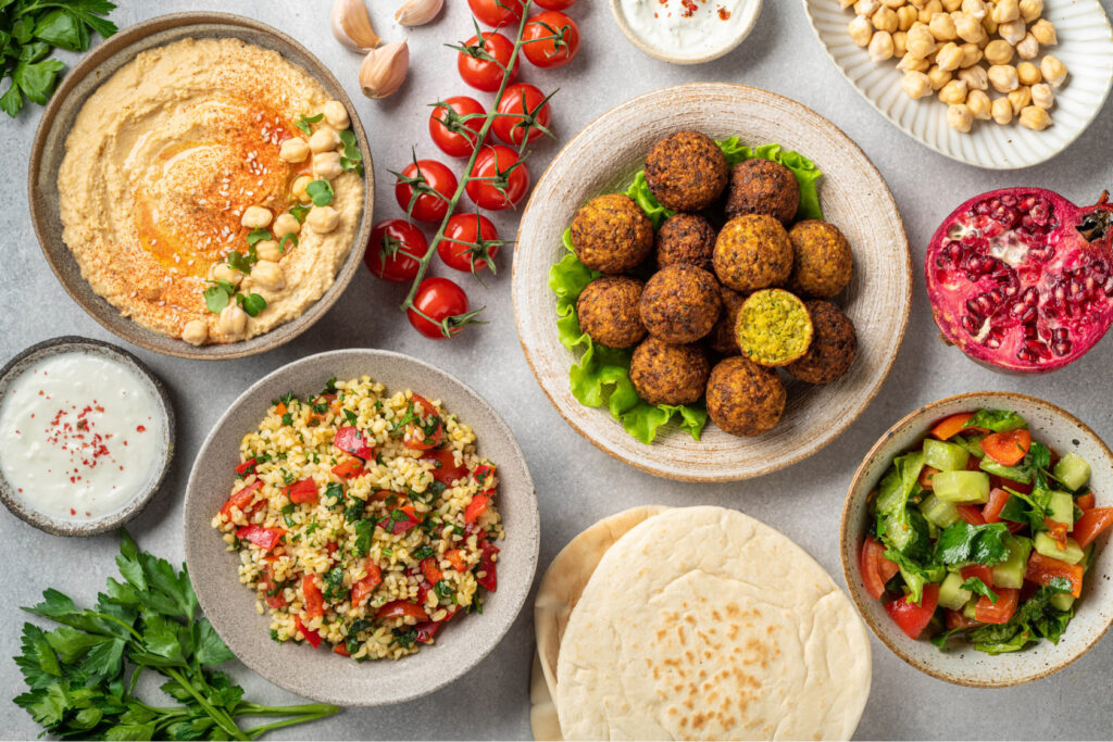 A vibrant spread of Israeli dishes for Thanksgiving