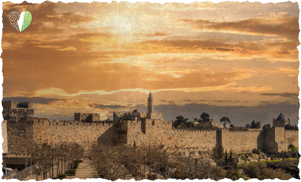 A panoramic view of Jerusalem's old city at sunset