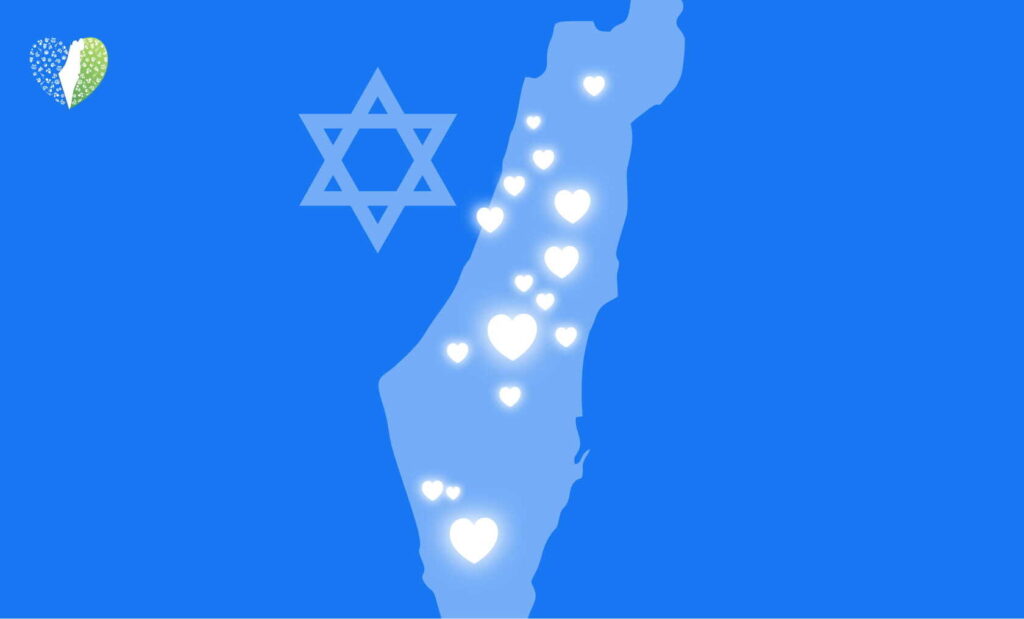 Map illustrating the heartland of Israel