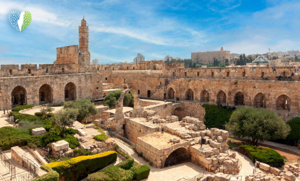 Ancient cityscape of Jerusalem at sunset