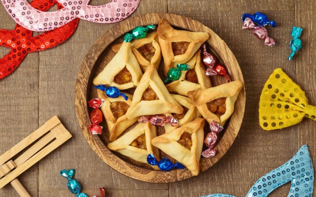 Traditional Hamantaschen filled with poppy seeds