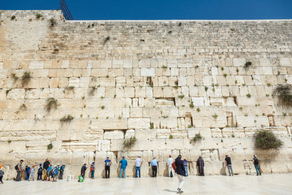 Ancient stone walls surrounding the Old City of Jerusalem