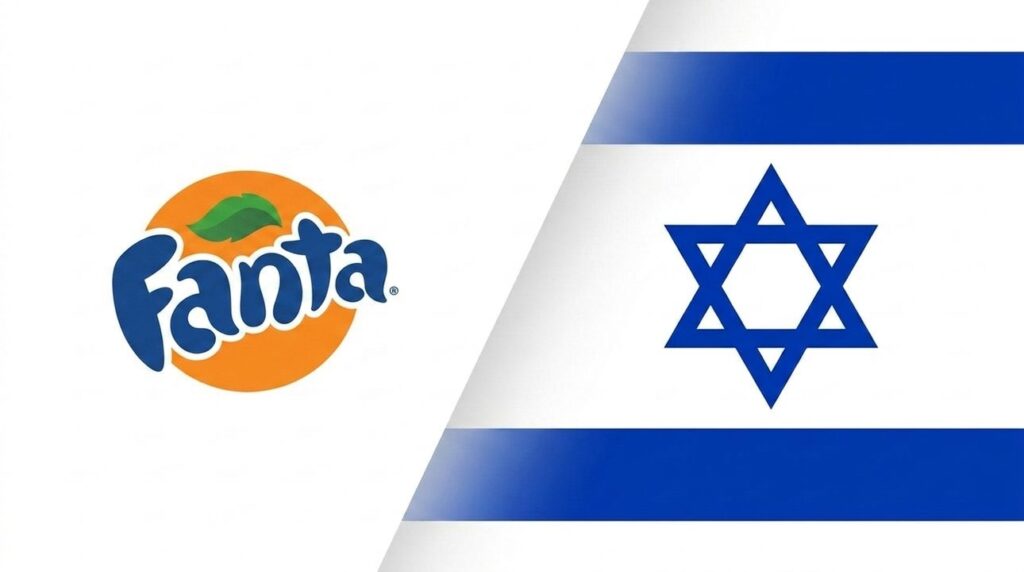 Fanta logo combined with an Israeli flag in a graphic layout.