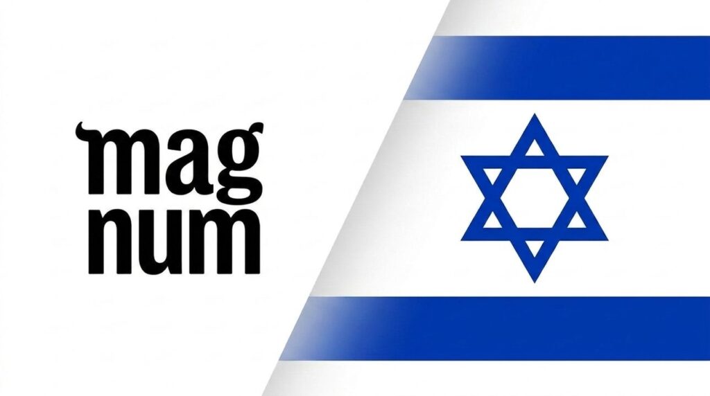Magnum ice cream logo combined with an Israeli flag graphic.