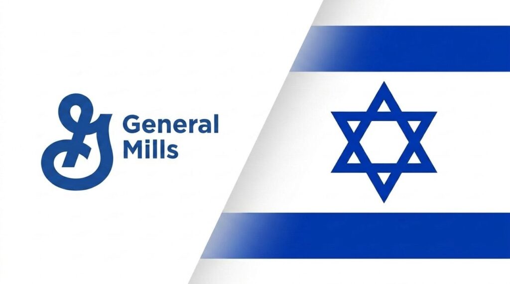 General Mills logo combined with the Israeli flag in background.