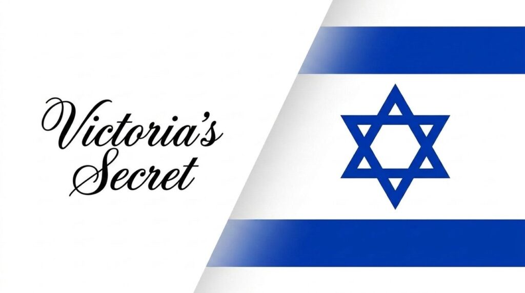 Victoria's Secret logo combined with the Israeli flag in background.