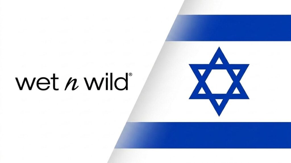 Wet n Wild logo combined with Israeli flag graphic design.