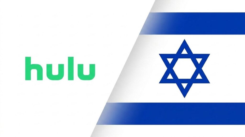Hulu logo combined with an Israeli flag in a graphic layout.