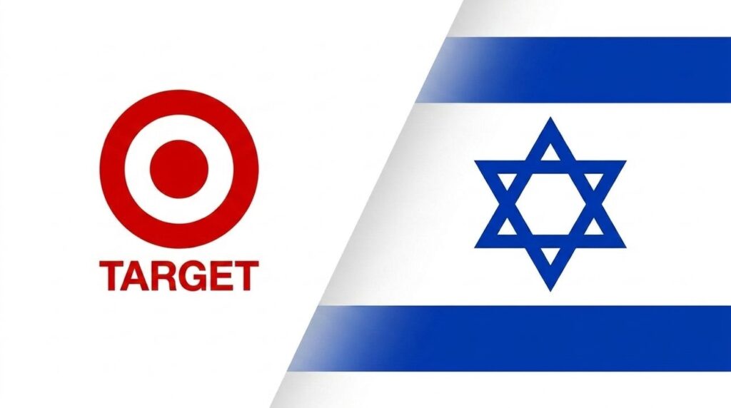Target logo merged with Israeli flag in a graphic layout.