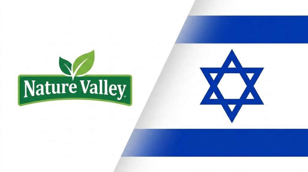 Nature Valley and Israeli flag graphic on brand cover
