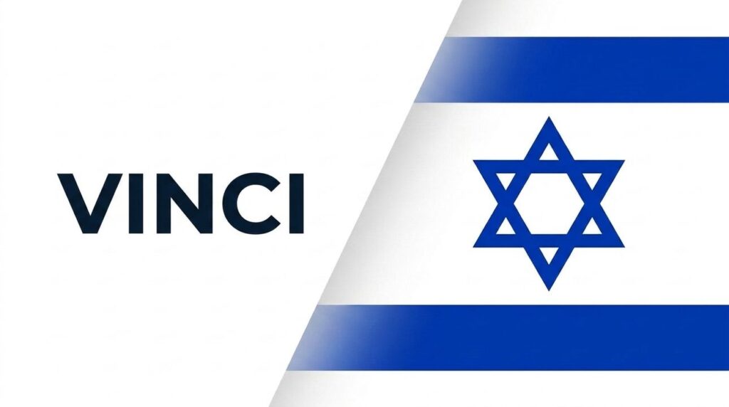VINCI logo with Israeli flag graphic layout on cover