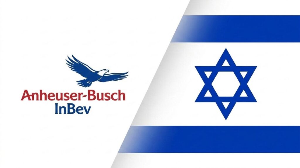 Brand cover: Anheuser-Busch InBev logo beside Israeli flag, graphic layout