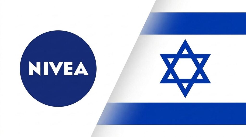Nivea logo next to Israeli flag in graphic layout.