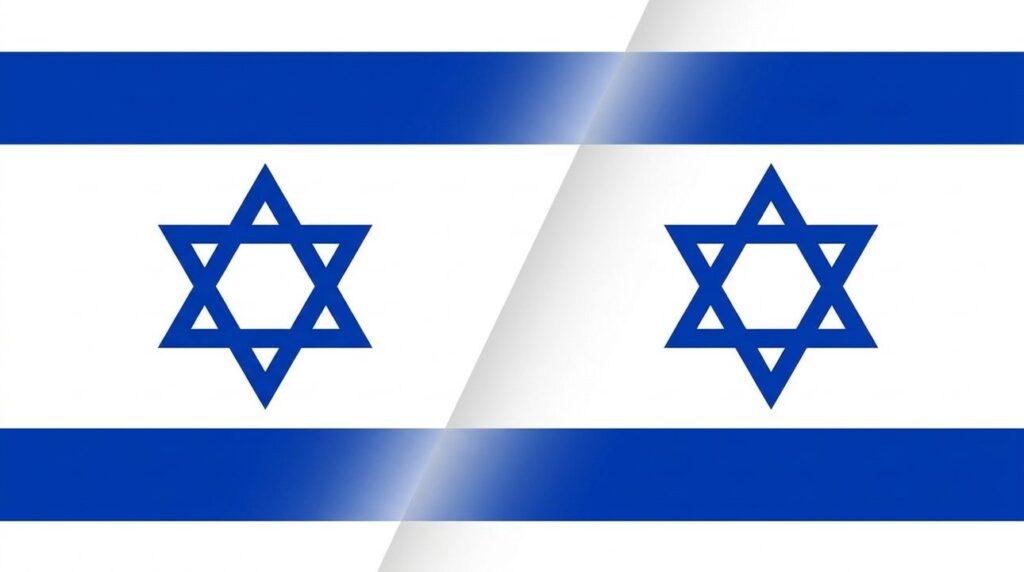Two Israeli flags side by side on a cover design.