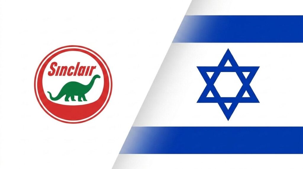 Sinclair Oil Corporation logo with Israeli flag graphic layout design