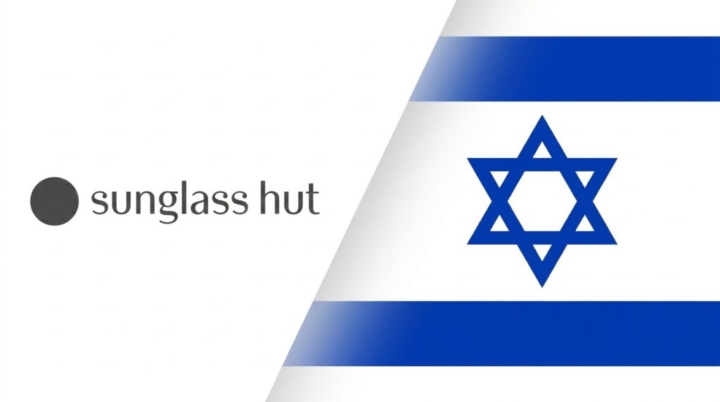 Brand cover with Sunglass Hut logo and Israeli flag graphic.