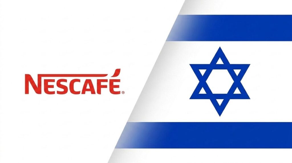 Nescafé brand logo with Israeli flag graphic layout on cover.